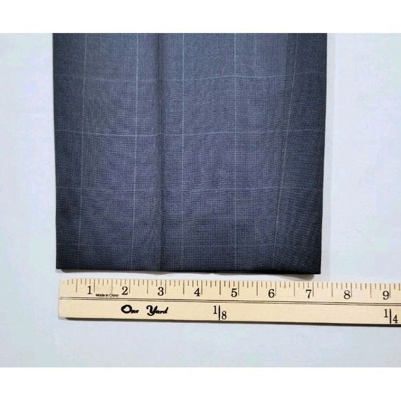 Tallia 2 Piece Suit Mens 40R Wool 36x32 Blue Windowpane Plaid Flat Front - Picture 14 of 16